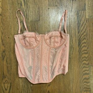 Pink Lace Lingerie Bustier Corset